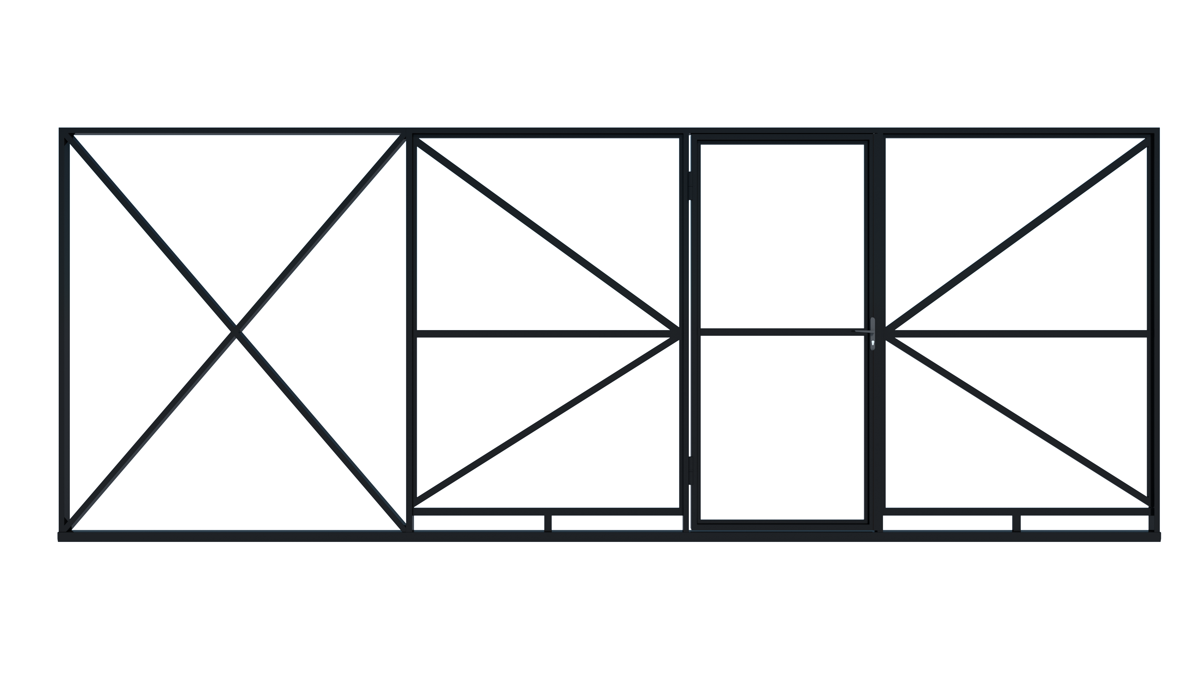 Откатные ворота 3000 x 2000 3D-сетка С калиткой Глубокий черный (RAL 9005)