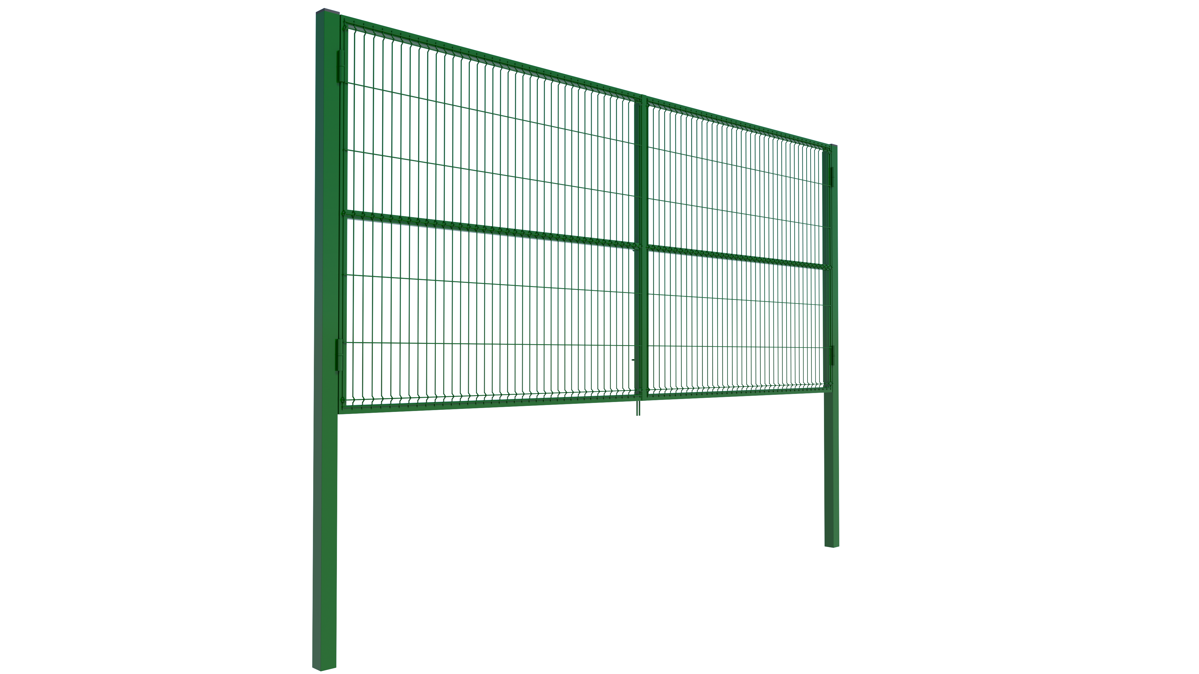 Распашные ворота 3D-сетка 3 x 2 Без калитки Зеленый мох (RAL 6005)