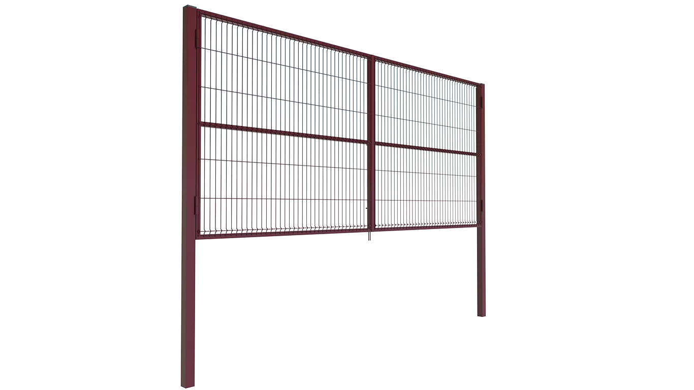 Распашные ворота 3D-сетка 3 x 2 Встроенная калитка Винно-красный (RAL 3005)