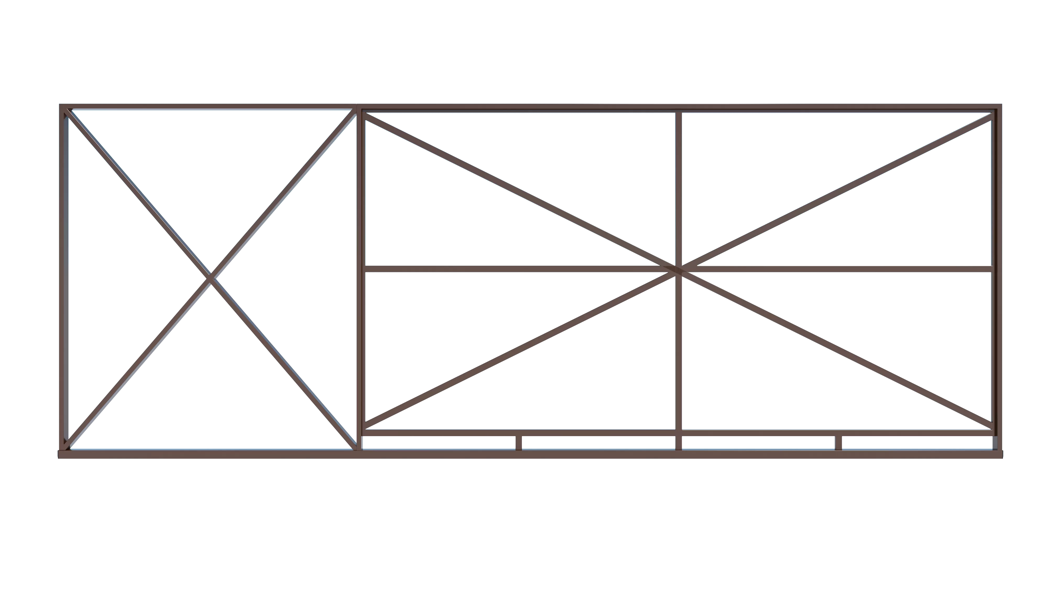 Откатные ворота 3000 x 2000 3D-сетка Без калитки Шоколадно-коричневый (RAL 8017)